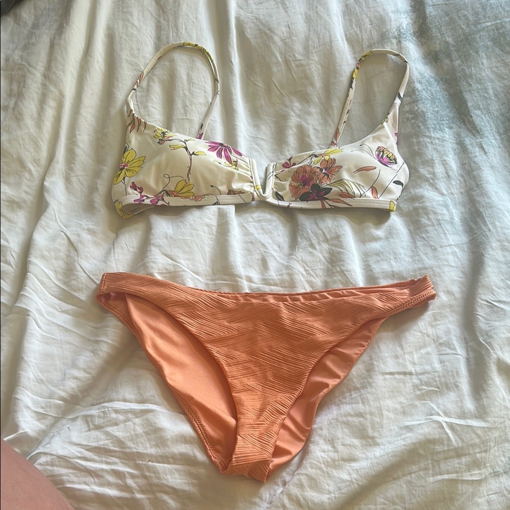 O'Neill Floral Bikini Top with Orange Bottom